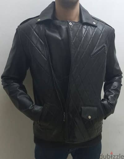 BLACK LEATHER JACKET size : XL