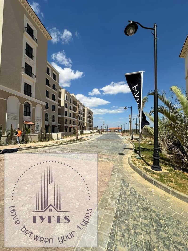 Apartment for sale in Village West DORRA Compound, super lux finishing, air conditioners in Sheikh Zayed view, and special price 0