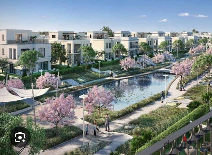 In installments, a fully finished townhouse 280 m with a private swimming pool in Sheikh Zayed, in belle vie Emaar 0