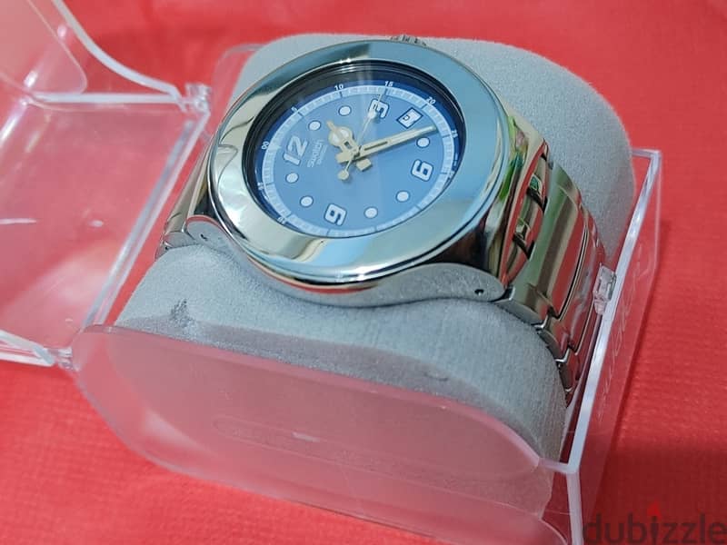 ساعه سواتش مقاس كبير ٤٥ بالعلبه و مشتملاتها swatch irony size 45 1