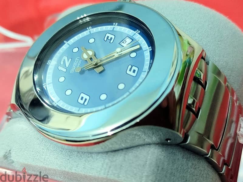 ساعه سواتش مقاس كبير ٤٥ بالعلبه و مشتملاتها swatch irony size 45 2