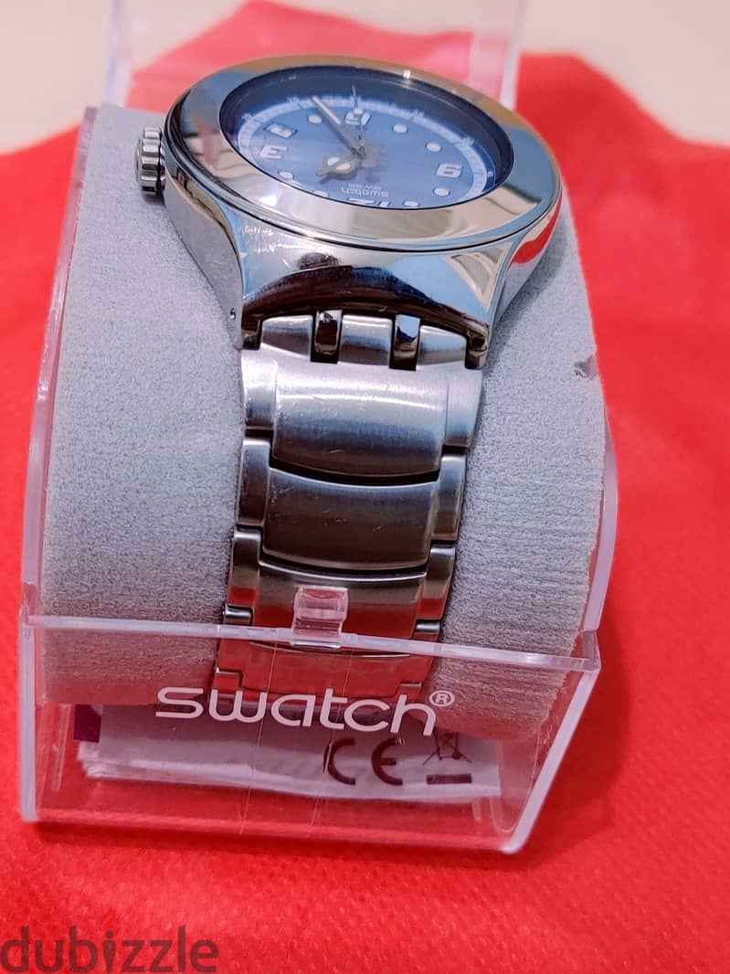 ساعه سواتش مقاس كبير ٤٥ بالعلبه و مشتملاتها swatch irony size 45 5