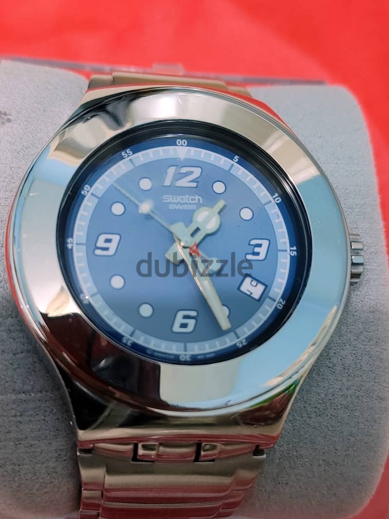 ساعه سواتش مقاس كبير ٤٥ بالعلبه و مشتملاتها swatch irony size 45 7