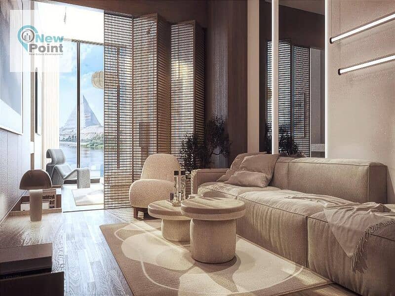 Receive within a year an apartment directly on the Nile, fully finished with furniture, appliances and air conditioners in the heart of Cairo 0