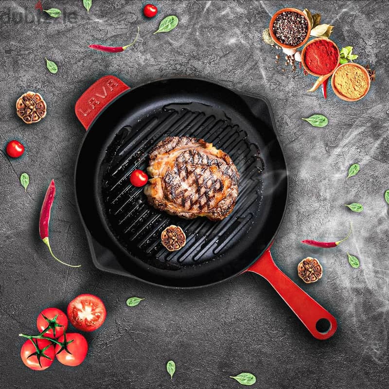 LAVA Turkish Cast-iron Grill Skillet/Pan w/handle 2