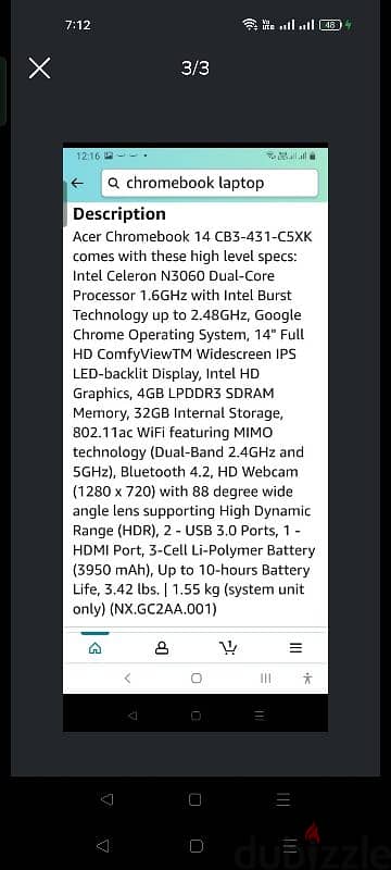 Acer Chromebook 14 inch screen حاله زيرو 8