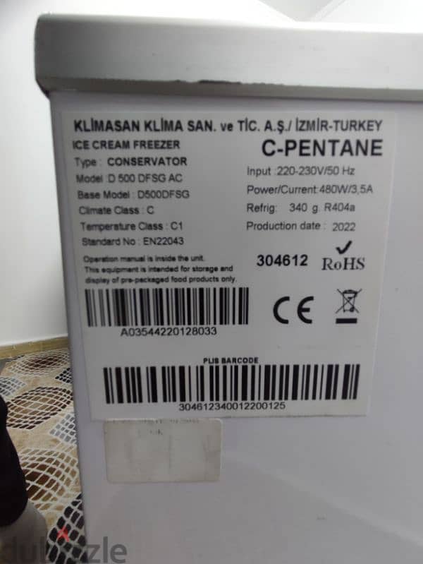 new freezer made in turkey. klimasan 500 0