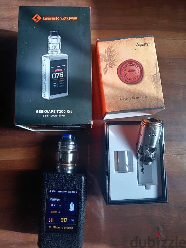 geek vape t200 touch 5.5+ 8ml brunhild 103 rta dual 200w silver 18650 3