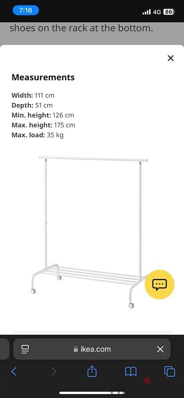 4 Ikia clothing rack for sale. 2