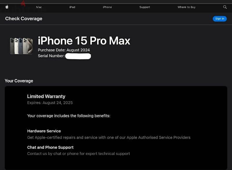 iPhone 15 Pro Max  512GB -  Titanium Gray  Active 24/8/2024 1