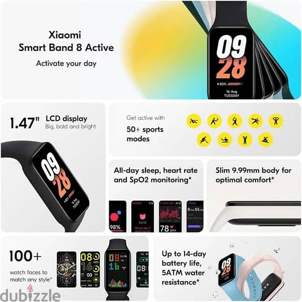 xiaomi band 8 active جديد  بضمان الوكيل سنه متبرشمة 3