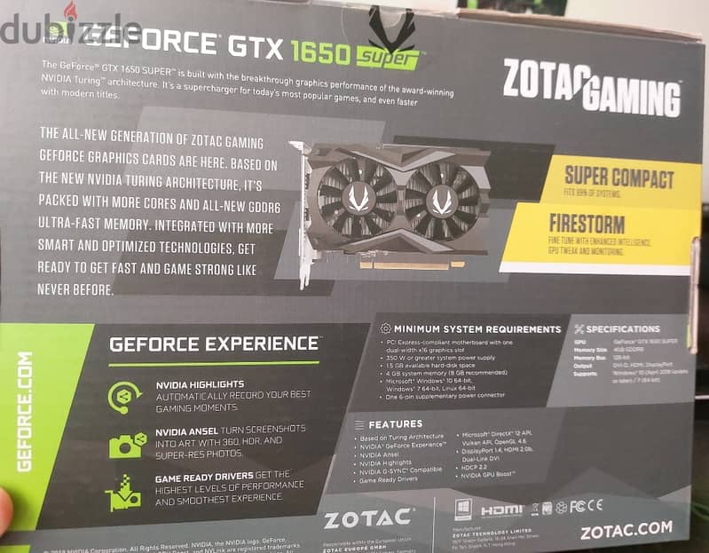 Zotac Gaming Geforce Gtx 1650 Super 4GB 128BIT GDDR6 1