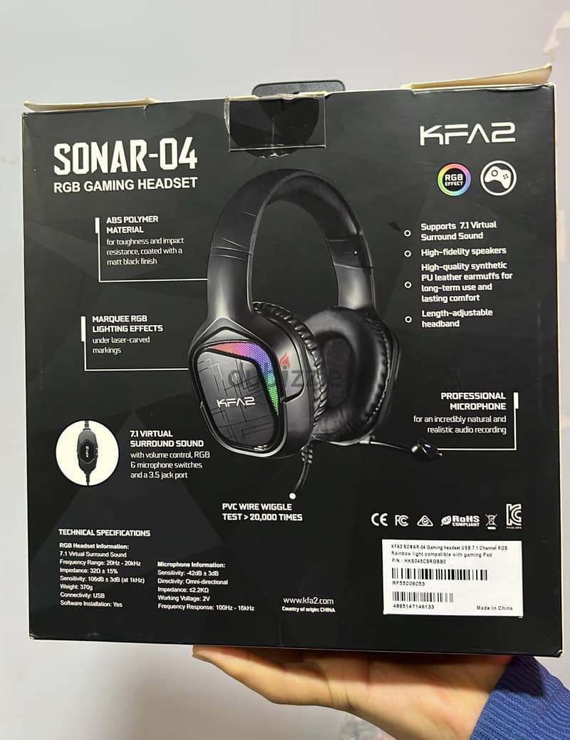 KFA2 SONAR-04 RGB GAMING HEADSET سونار 04 يو اس بي 7.1 سماعة أذن ألعاب 7