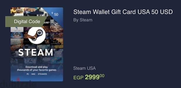 steam gift card code 50$