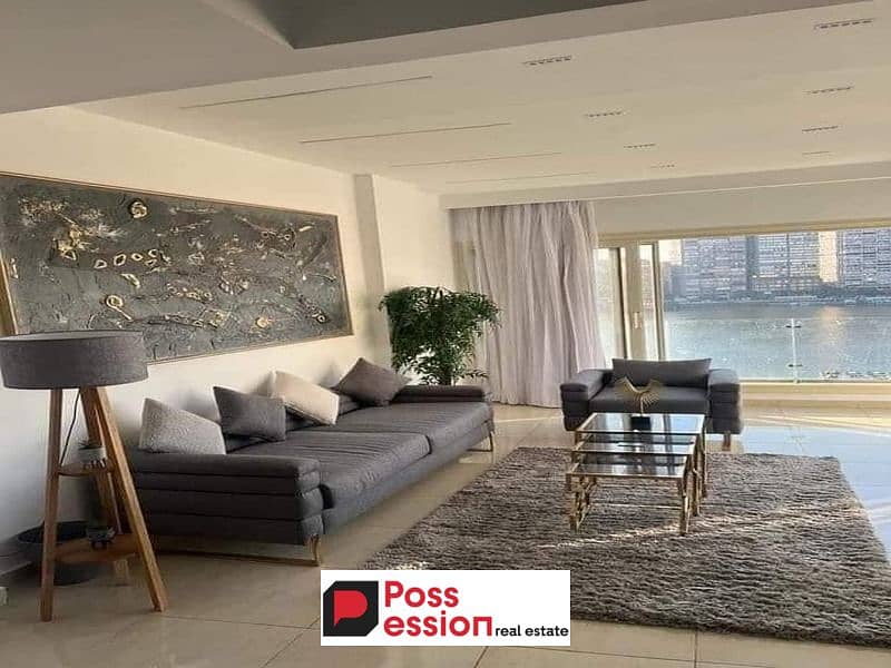 Apartment for sale in Reve Towers, ready Maadi, two rooms, open view on the Nile, fully finished, furnished, in installments 0