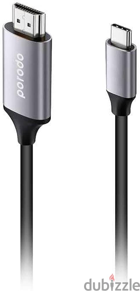 Porodo 4k type c to hdmi 2m cable/iphone/android/windows/macbook/ipad 0