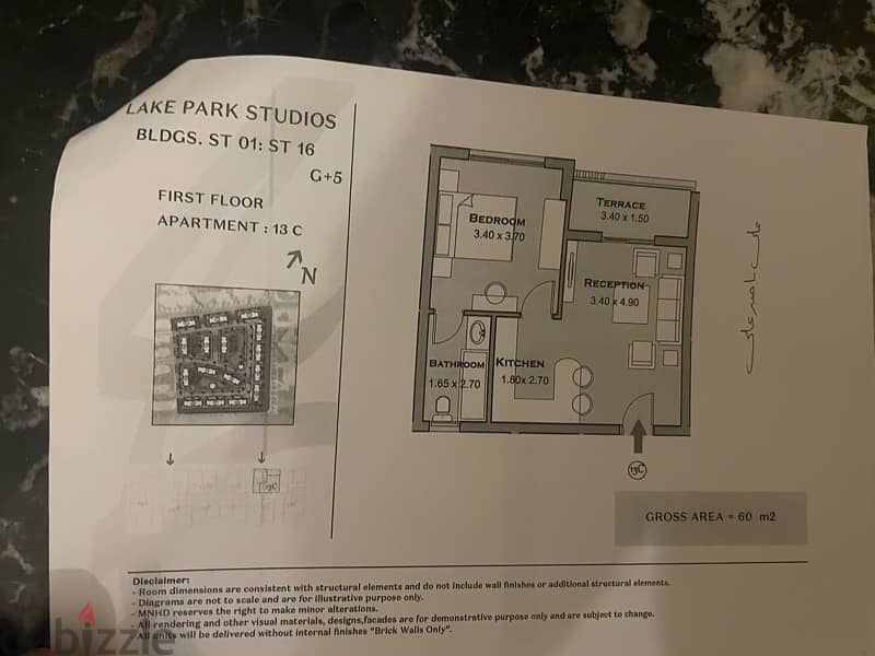 Studio 60 m for sale in Taj City compound - Lake Park 0