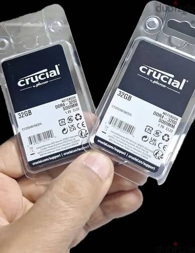 رامتين لابتوب متبرشمين Crucial RAM 32GB DDR4 3200MHz CL22