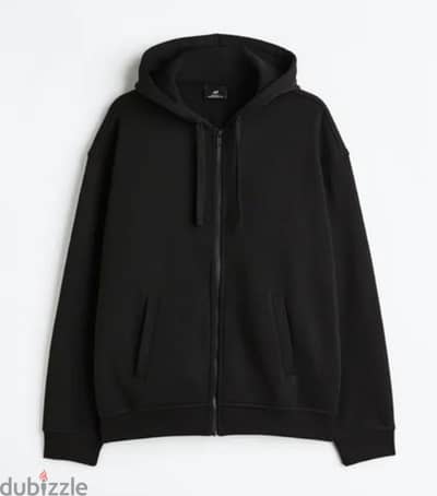 جاكت H&M جديد أسود مقاس Small و Relaxed Fit Zip-through Black Hoodie