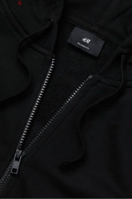 جاكت هودي H&M جديد أسود مقاس Small و Relaxed Fit Zip-through Hoodie 2