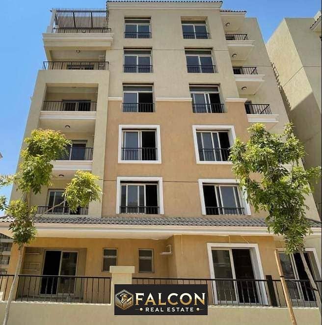 Ground floor apartment 111 m, immediate delivery, 42% discount, in the Fifth Settlement, directly on the Suez Road, Sarai Compound 0