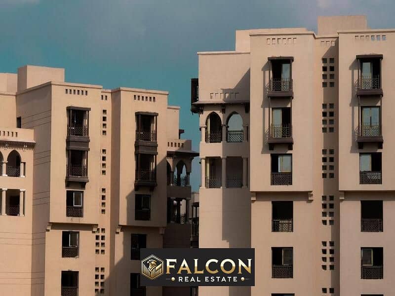 Apartment ready for occupancy now with a down payment of 700 thousand, fully finished, in Arabesque Compound, next to the Nile Corniche and the Al-Oyo 0