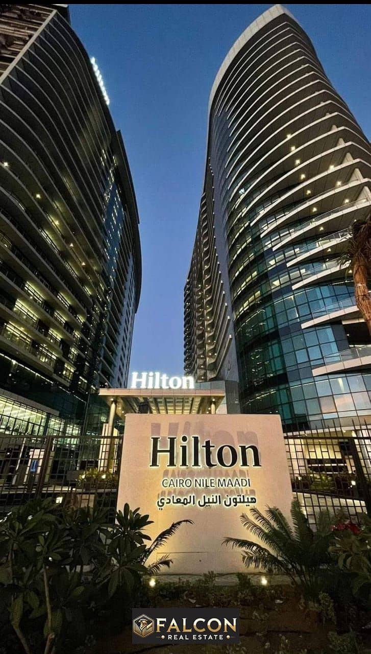 For sale, an apartment overlooking the Nile, immediate delivery and VIP finishing, in Hilton Towers (Service by Hilton) 0