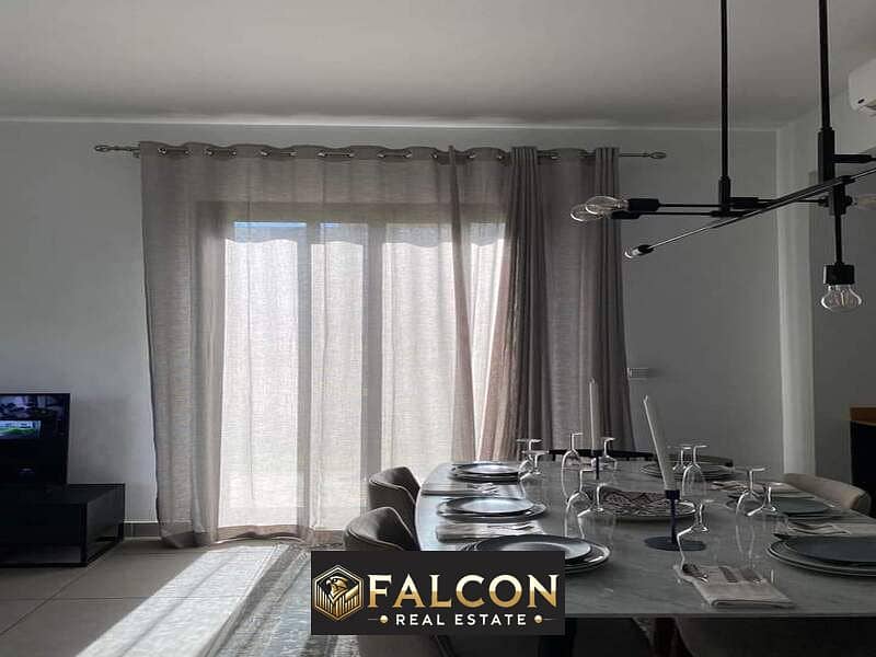 For sale, an apartment of 160 square meters, ready for immediate delivery, fully finished, in the Fifth Settlement in New Cairo, in the Patio 7 Compou 0