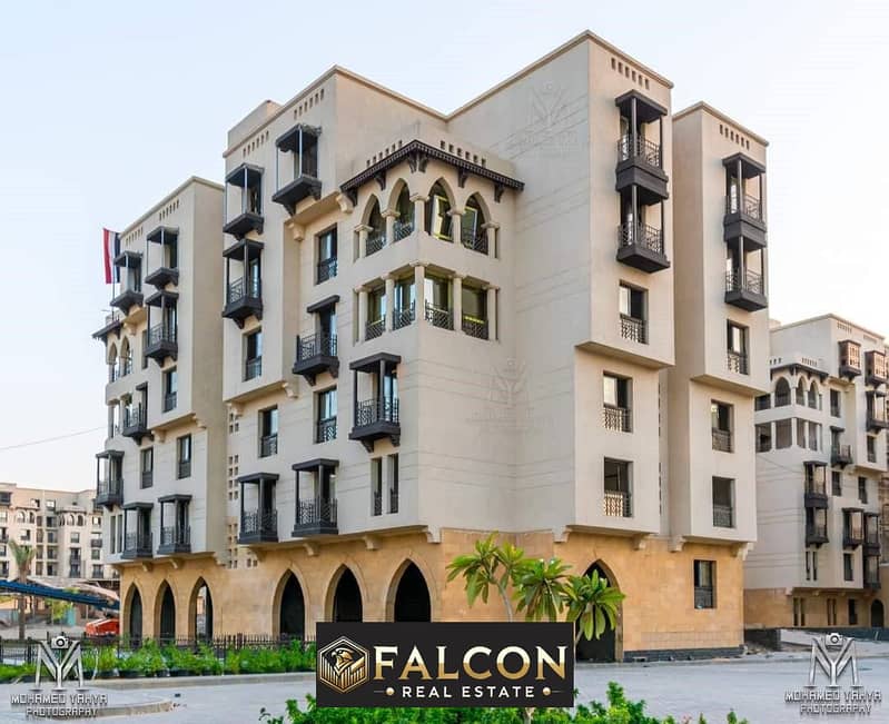 Own your apartment now in Al-Fustat Compound next to the Majar Al-Oyoun wall, immediate receipt, fully finished, super lux, with a 10% down payment. 0