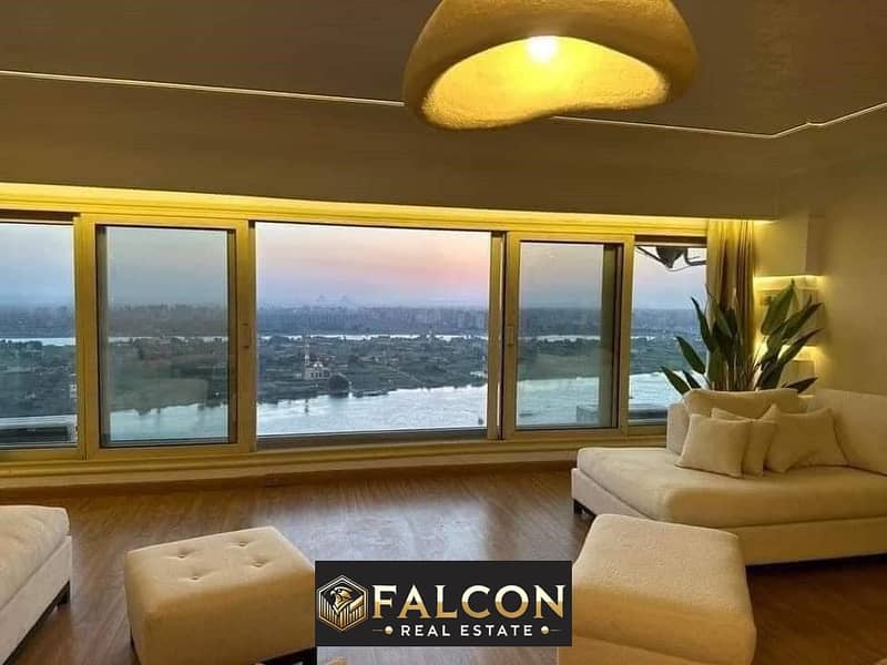 Receive now, with a charming Nile view, a 74 sqm hotel apartment, imaginatively finished with furnishings and air conditioners, in the reve du Nil 0