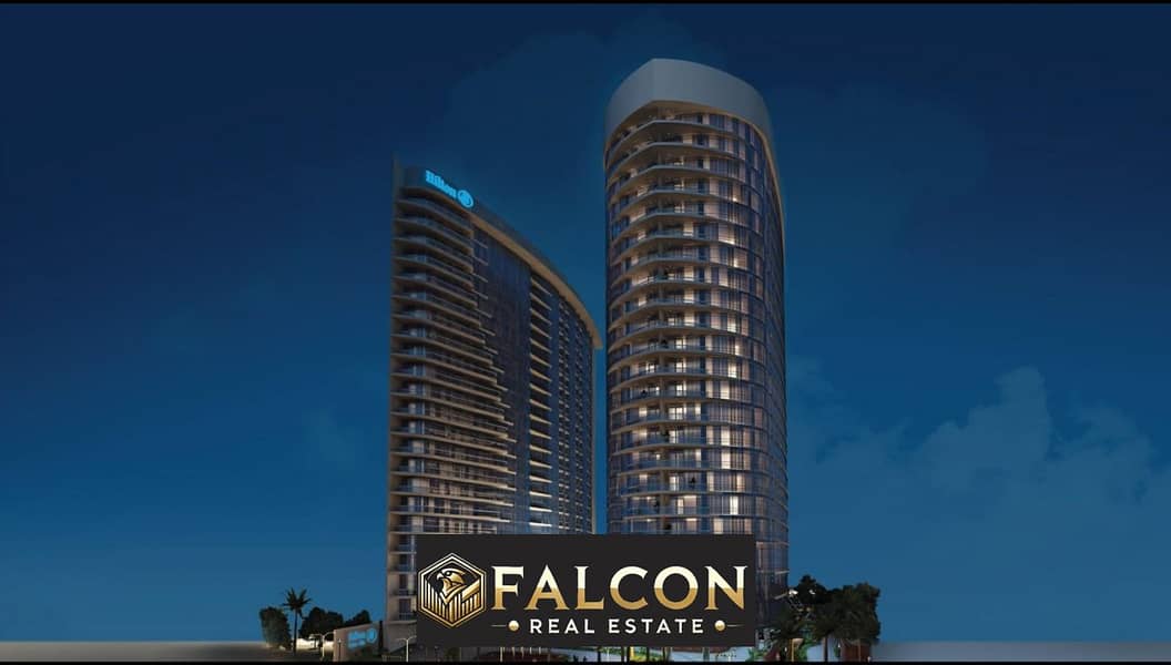 Luxurious apartment, first row on the Nile, immediate delivery, fully finished, with Hilton Maadi hotel services, in Nile Pearl Towers. . . 0