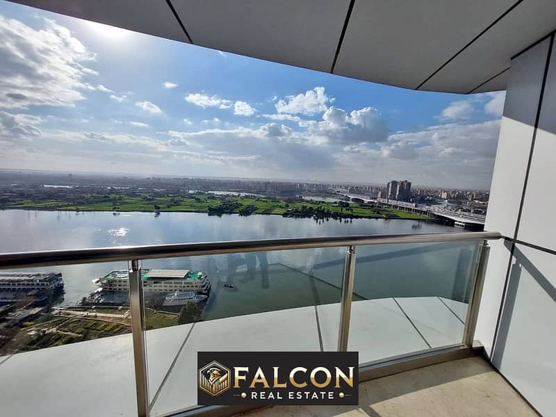 Hotel apartment 415 m ultra super lux finished in15 floor with a view of the Nile and Pyramids in front of the Hilton Hotel with installments  4 years 0