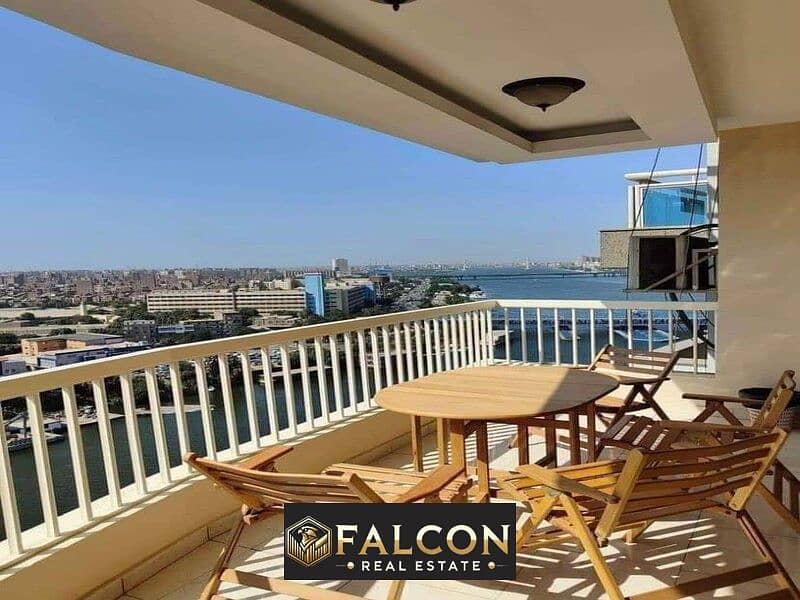 For sale, an apartment overlooking the Nile, ready for Ready to move (fully finished with air conditioners, appliances, and furniture) in Maadi 0