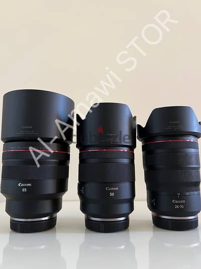 Canon RF 24-70mm f/2.8L  Canon RF 85mm f-1.2   Canon RF 50mm 1.2