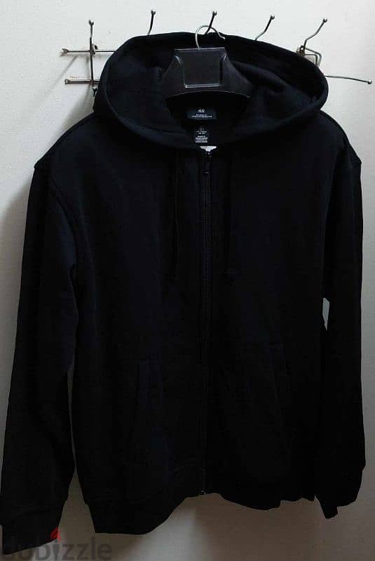 جاكت هودي H&M جديد أسود مقاس Small و Relaxed Fit Zip-through Hoodie 3