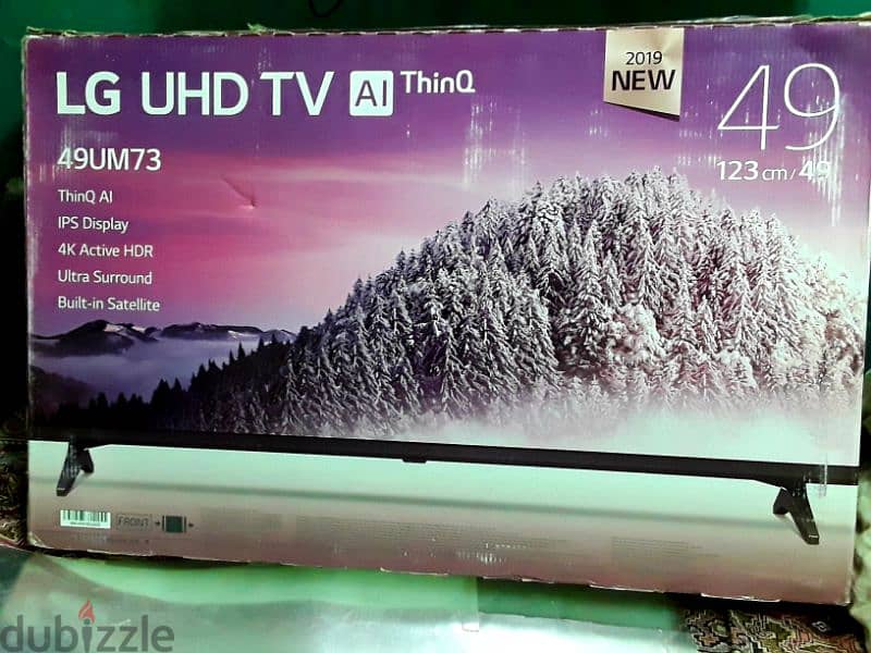 بحاله الزيروو ل جى49اسمارت رسيفر داخلى4k-UHD-IPS بلكارتونه بملحقاتها 0