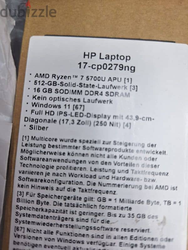 HP Laptop 17,3" FHD Display AMD Ryzen 7-5700U  16GB DDR4 RAM  512GB 1