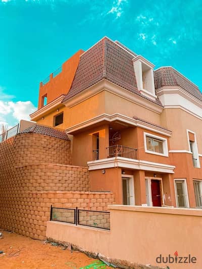 4 room villa next to Madinaty  villas only phase  for sale in Sarai, New Cairo  directly on the Suez Road  minutes from the Fifth Settlement