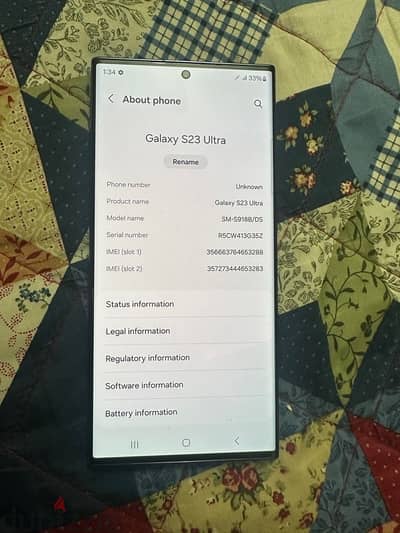 Samsung ultra s23 256 gb used like new