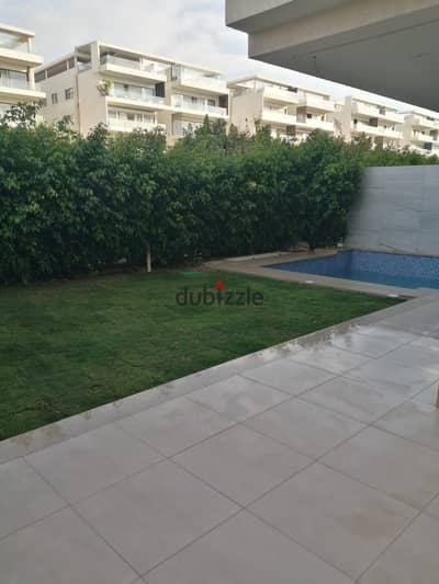 Apartment with garden and private pool for rent at Compound Lake view Residence, New Cairo