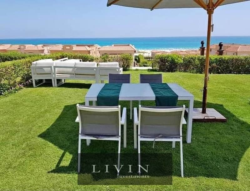 huge discount on cash, a chalet for sale 3BR + garden immediate receipt, fully finished, in La Vista Gardens, Ain Sokhna, sea view, in installments. 0