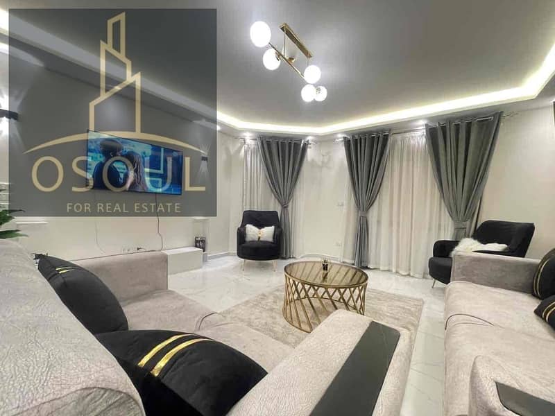 شقة مفروشة للايجار الخمائل الشيخ زايد امام هايبر وان - اول سكن موقع وفيو مميز جد for rent fully furnished 0