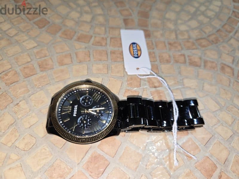 Fossil watch black & gold 1