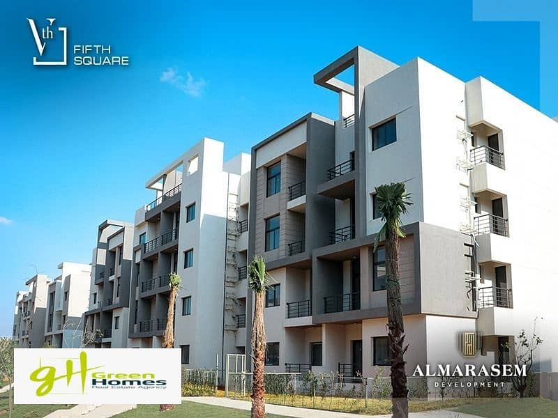 شقة بحديقة للبيع في فيفث سكوير - القاهرة الجديدة | تقسيط حتى 2030 0