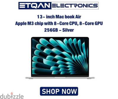 MacBook Air 13 inch : Apple M3 chip with 8-core CPU and 8-core GPU, 8