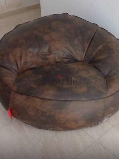 brown leather bean bag بين باج جلد بني استعمال