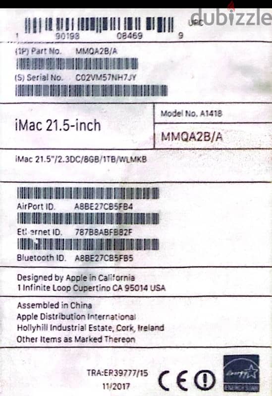 Apple imac intel corei5(2017)21.5-inch 5