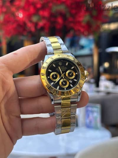 rolex man watch   رولكس ب اوستيك معدن كوبي ضهر و قفل مختومين بالماركه