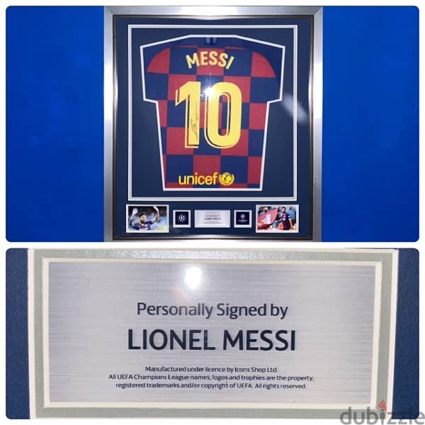 Lionel Messi UEFA Official Back Signed and Framed FC Barcelona 19-20 H 1