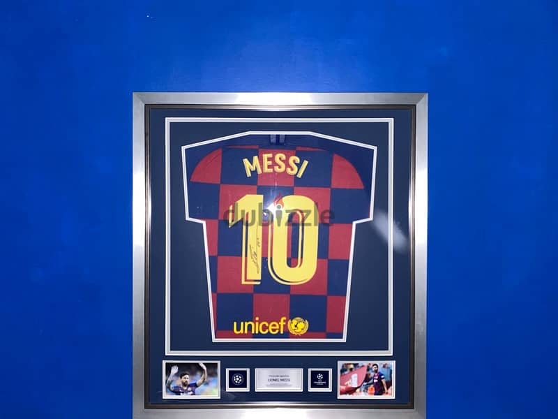 Lionel Messi UEFA Official Back Signed and Framed FC Barcelona 19-20 H 3